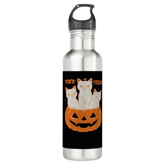 Trick oder Treat Cats Klassischer T - Shirt Edelstahlflasche (Vorderseite)