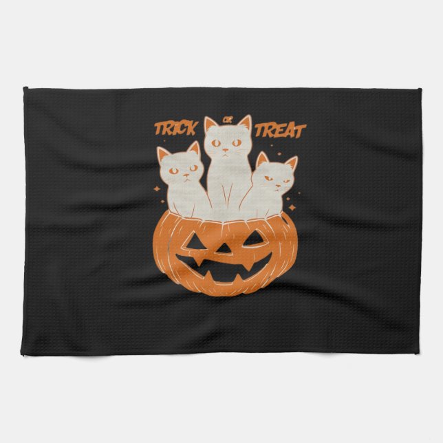 Trick oder Treat Cats Klassischer T - Shirt Geschirrtuch (Horizontal)