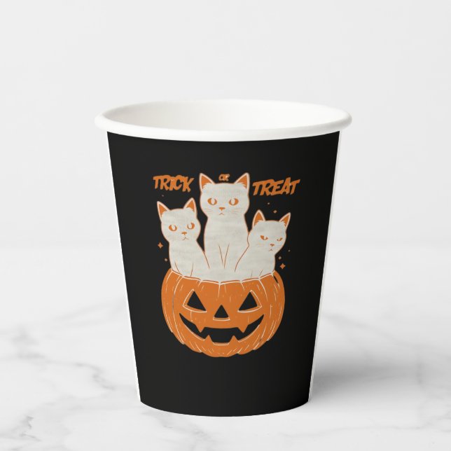 Trick oder Treat Cats Klassischer T - Shirt Pappbecher (Vorderseite)