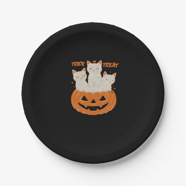 Trick oder Treat Cats Klassischer T - Shirt Pappteller (Vorderseite)