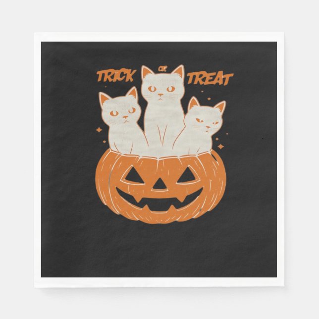 Trick oder Treat Cats Klassischer T - Shirt Serviette (Vorderseite)