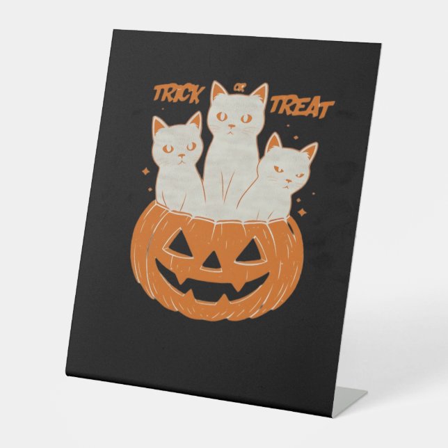 Trick oder Treat Cats Klassischer T - Shirt Sockelschild (Vorderseite)