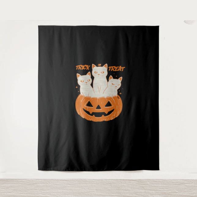 Trick oder Treat Cats Klassischer T - Shirt Wandteppich (Vorderseite)