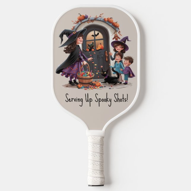 Trick oder Treat Children sammeln Halloween-Bonbon Pickleball Schläger (Vorderseite)