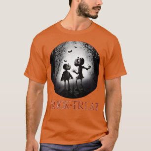 Trick oder Treat Creepy Children Costumm in Holz T-Shirt