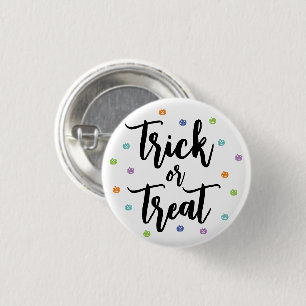 Trick oder Treat Drehbuch bunt niedliche Kürbis Sp Button