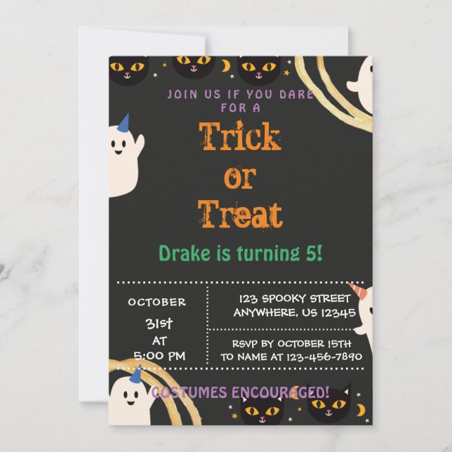 Trick oder Treat, Einladung zu Halloween (Vorderseite)