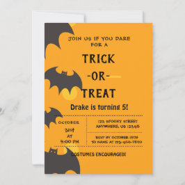 Trick oder Treat, Einladung zu Halloween-Fledermäu