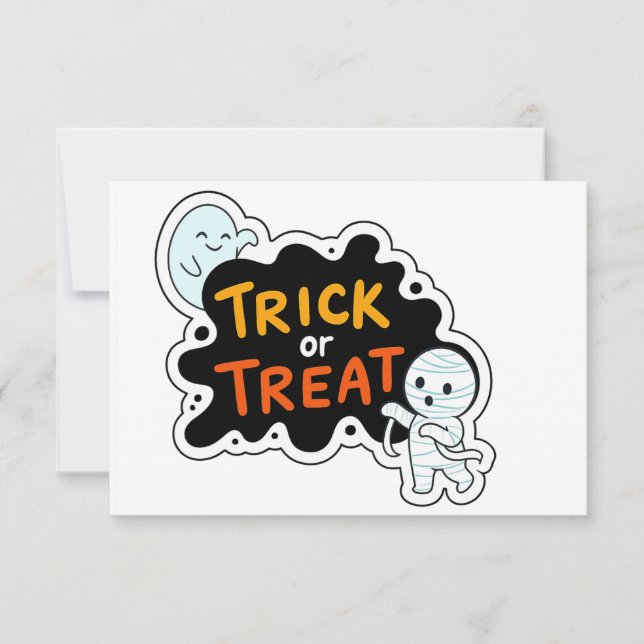 Trick oder Treat Fun RSVP Karte (Vorderseite)