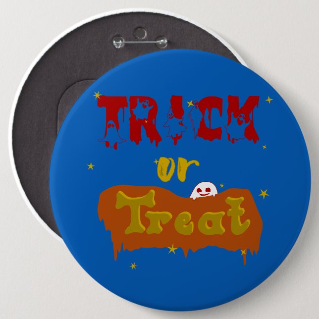 Trick oder Treat Funny Boo Halloween Button (Vorne & Hinten)