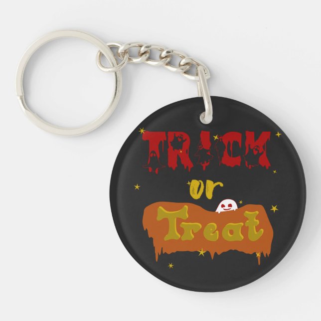 Trick oder Treat Funny Boo Halloween Schlüsselanhänger (Vorderseite)