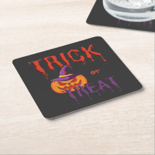 Trick oder Treat Funny Halloween Pumpkin Rechteckiger Pappuntersetzer