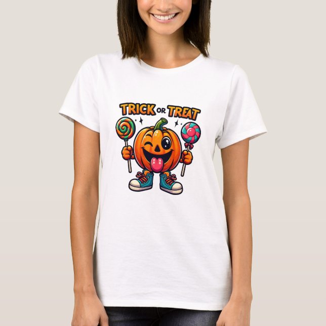 Trick oder Treat Funny T-Shirt (Vorderseite)