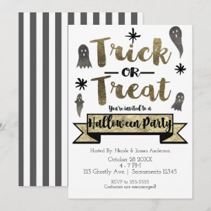 Trick oder Treat Ghost Chic Modernes Halloween-Par Einladung