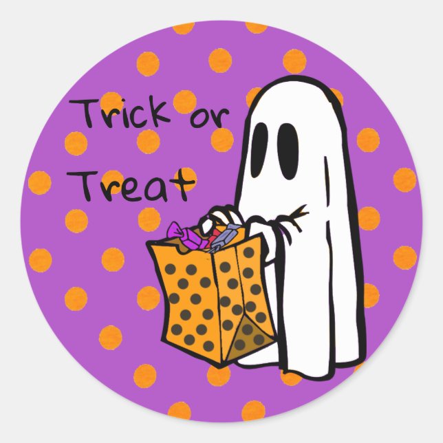 Trick oder Treat Ghost Halloween Sticker (Vorderseite)