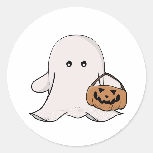Trick oder Treat Ghost Runder Aufkleber (Vorderseite)