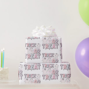 Trick oder Treat Ghosts Niedliches weißes Hallowee Geschenkpapier