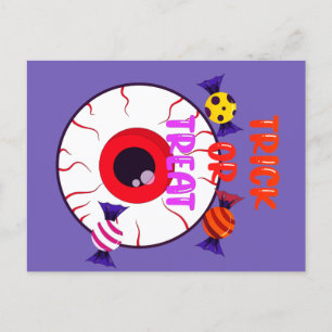 Trick oder Treat - Gigant Eyeball und Halloween Ca Postkarte