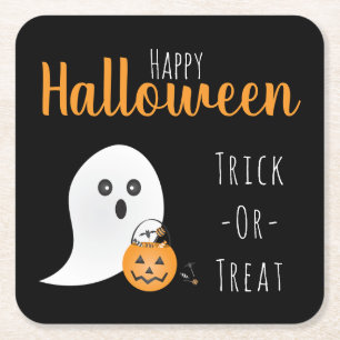Trick oder Treat glücklicher Halloween-Geisterspi Rechteckiger Pappuntersetzer