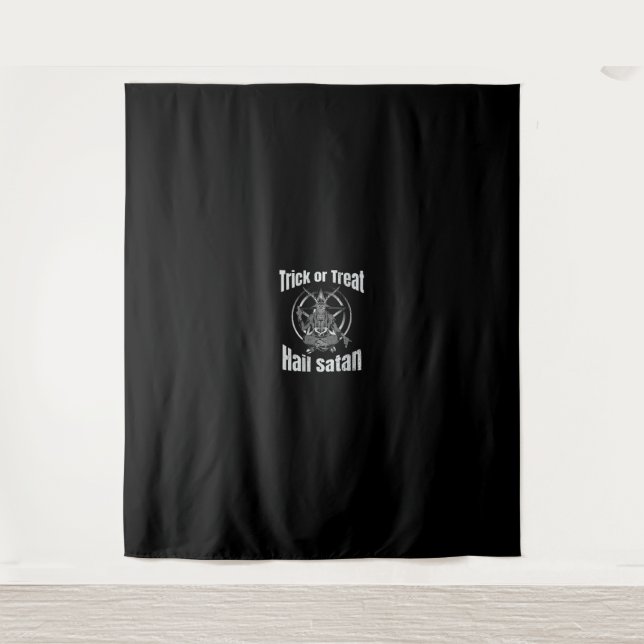 Trick oder Treat Hail Satan Pentagram Ziege Wandteppich (Vorderseite)