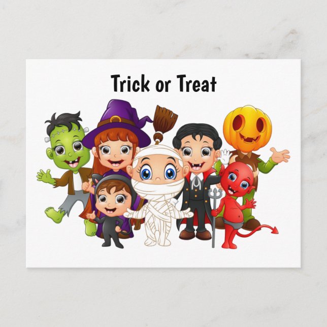 Trick oder Treat Halloween Children Feiertagspostkarte (Vorderseite)
