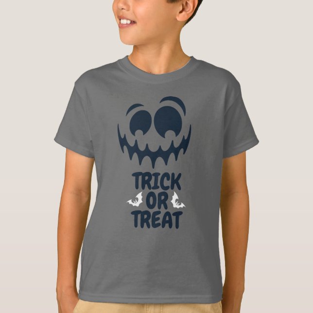 Trick oder Treat Halloween Creepy Funny Face T-Shirt (Vorderseite)