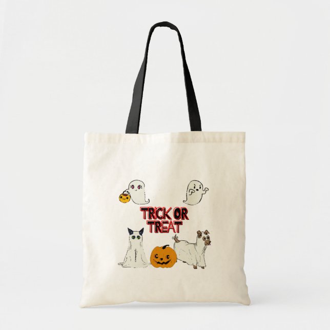 Trick oder Treat Halloween-Geister Tragetasche (Vorne)