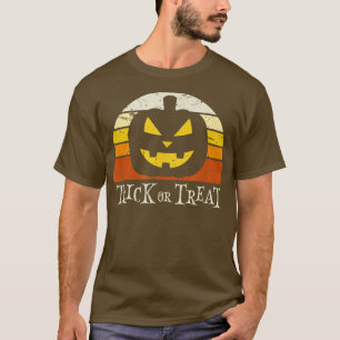 Trick oder Treat Halloween gestörter Retro-Sonnenu T-Shirt