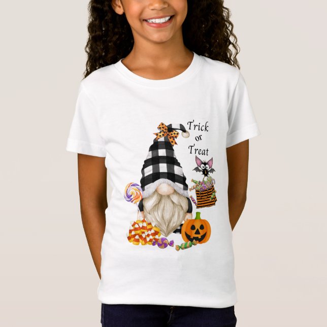 Trick oder Treat Halloween Gnome T-Shirt (Vorderseite)