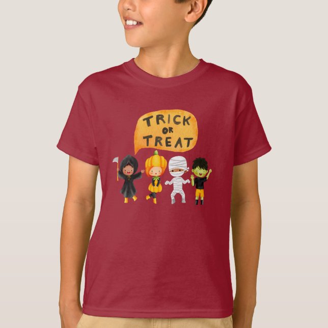 Trick oder Treat Halloween Grafik T-Shirt (Vorderseite)