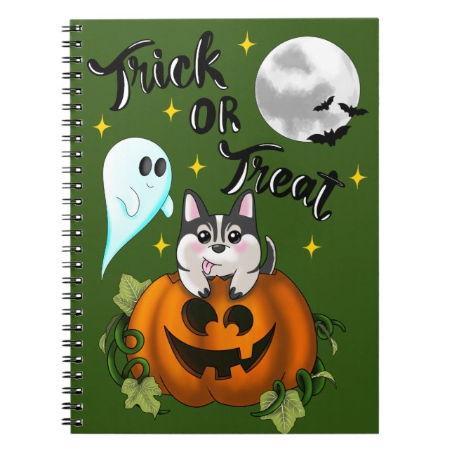 Trick oder treat Halloween-Hündin Notizblock (Vorderseite)