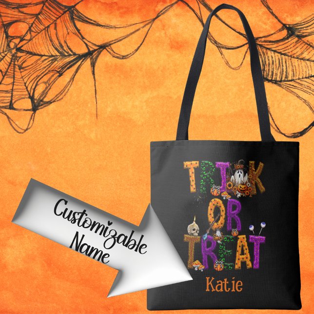 Trick oder Treat Halloween, individuell anpassbare Tasche (Von Creator hochgeladen)