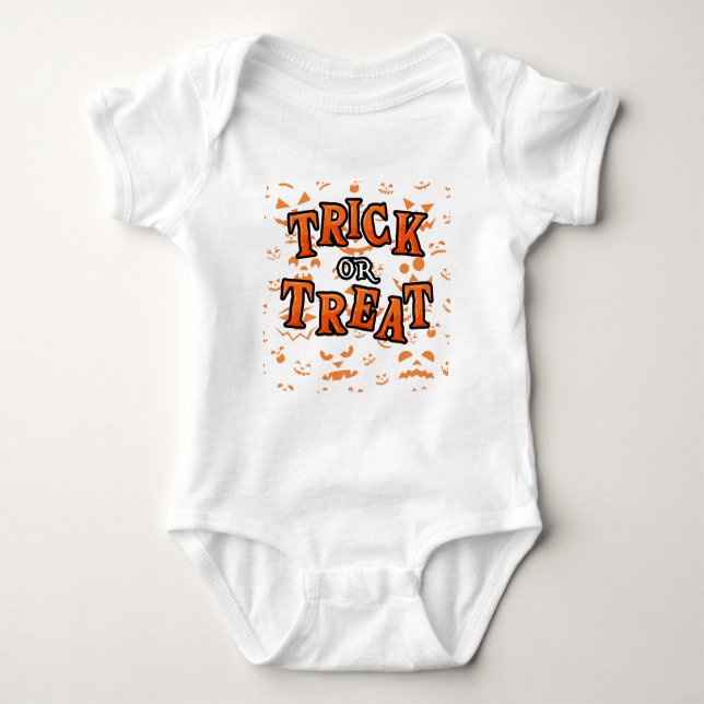 Trick oder Treat Halloween Kinderkleidung Bodysuit Baby Strampler (Vorderseite)