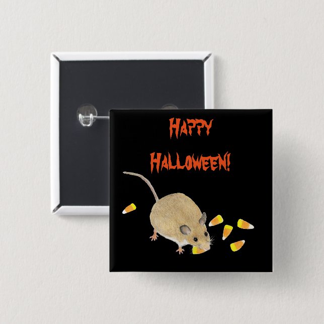 Trick oder Treat Halloween Maus mit Candy Corns Button (Vorne & Hinten)