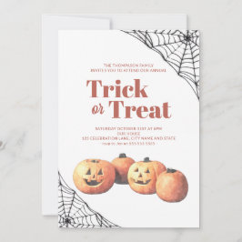 Trick oder Treat Halloween Minimalistische Pumpkin Einladung