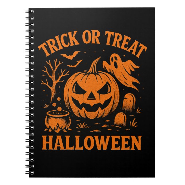Trick oder Treat Halloween-Notebook Notizblock (Vorderseite)