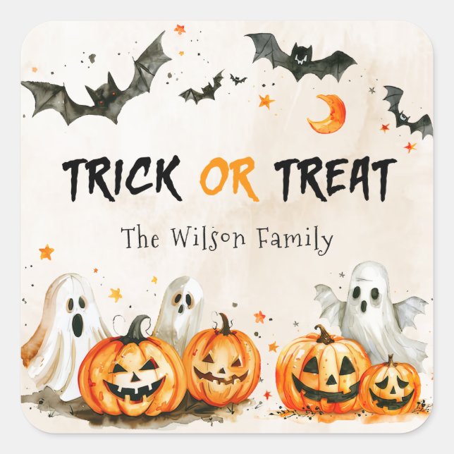Trick oder Treat Halloween Pumpkin Ghost Sticker (Vorderseite)