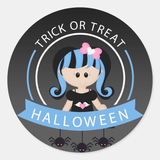 Trick oder Treat Halloween Punk Girl Runder Aufkleber (Vorderseite)
