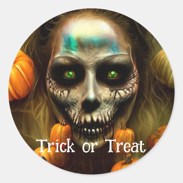 Trick oder Treat Halloween Runder Aufkleber (Vorderseite)