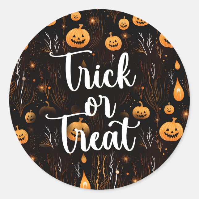 Trick oder Treat Halloween Runder Aufkleber (Vorderseite)