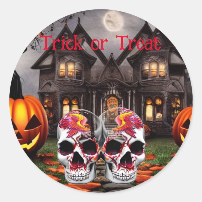 Trick oder Treat Halloween Runder Aufkleber (Vorderseite)