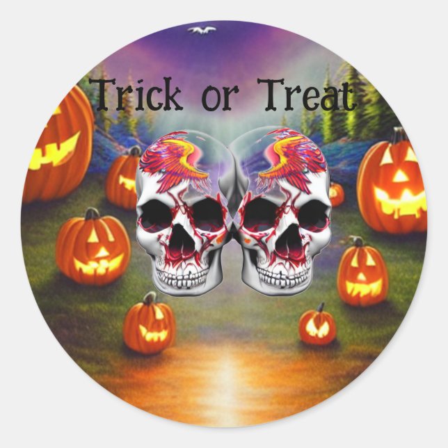 Trick oder Treat Halloween Runder Aufkleber (Vorderseite)