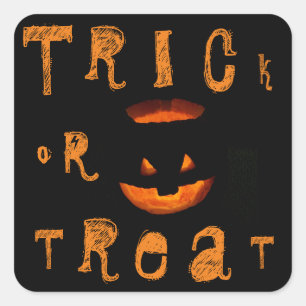 Trick oder Treat Halloween Skull Quadratischer Aufkleber