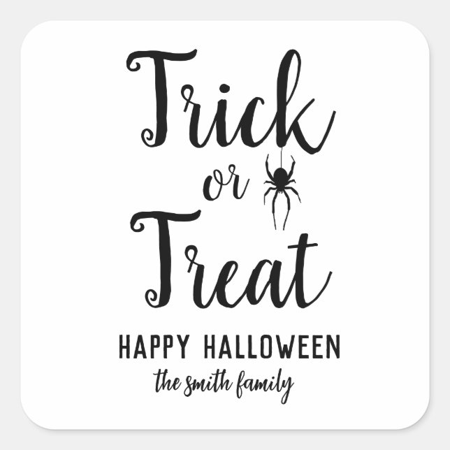 Trick oder Treat Halloween Spider Quadratischer Aufkleber (Vorderseite)