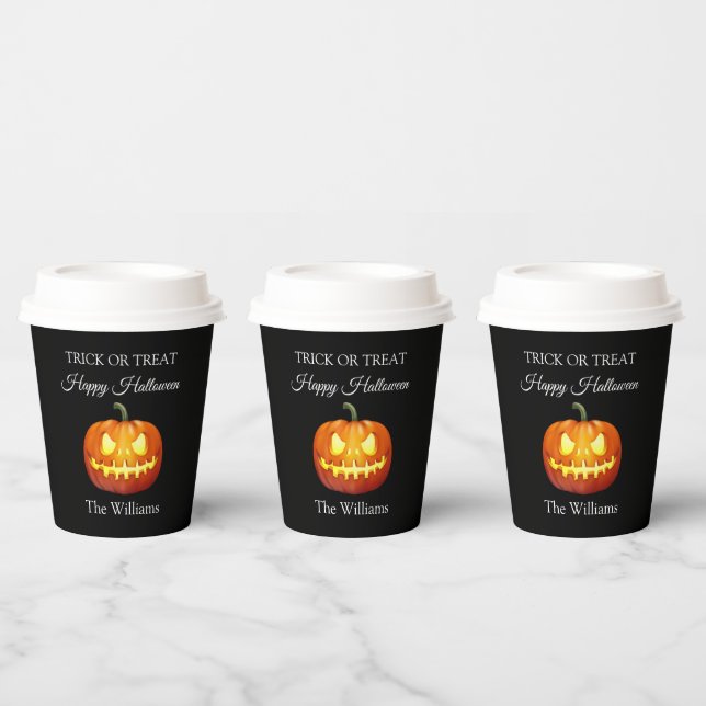 Trick oder Treat Halloween Spooky Pumpkin Niedlich Pappbecher (Multi)