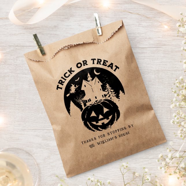 Trick oder Treat Halloween Spuk House Kraft Geschenktütchen (Ausgeschnitten)