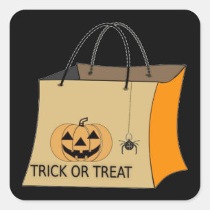 Trick oder Treat Halloween-Sticker Quadratischer Aufkleber