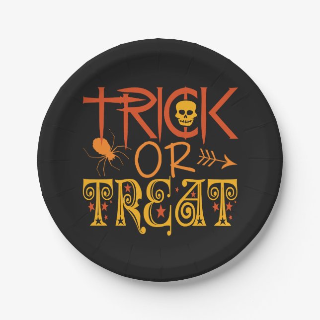 Trick oder Treat Halloween-Teller Pappteller (Vorderseite)