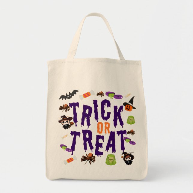 Trick oder Treat Halloween Tote Bag - Niedlich & s Tragetasche (Vorne)