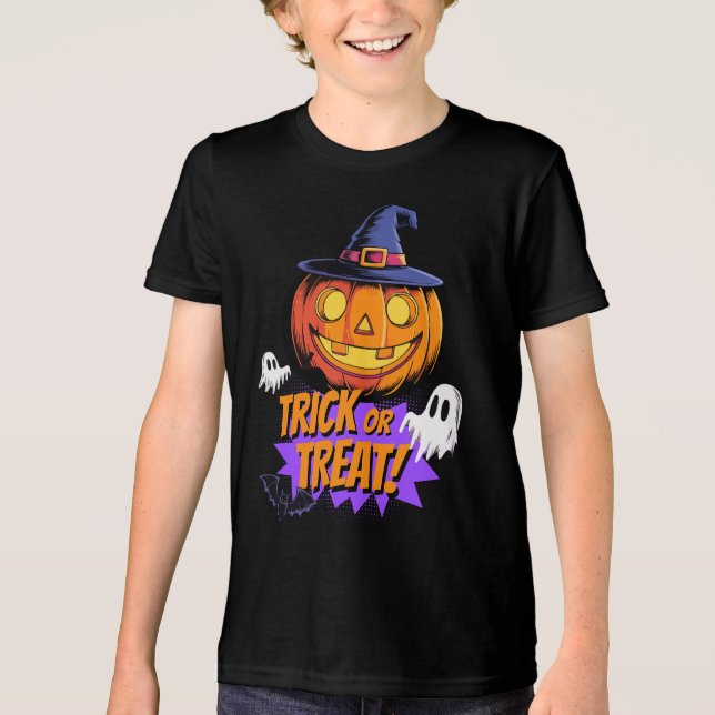 Trick oder Treat! Halloween Tri-Blend Shirt (Vorderseite)